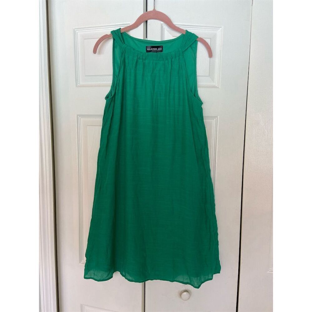 Harper 241 Green Sleeveless Shift Dress Women's Size S